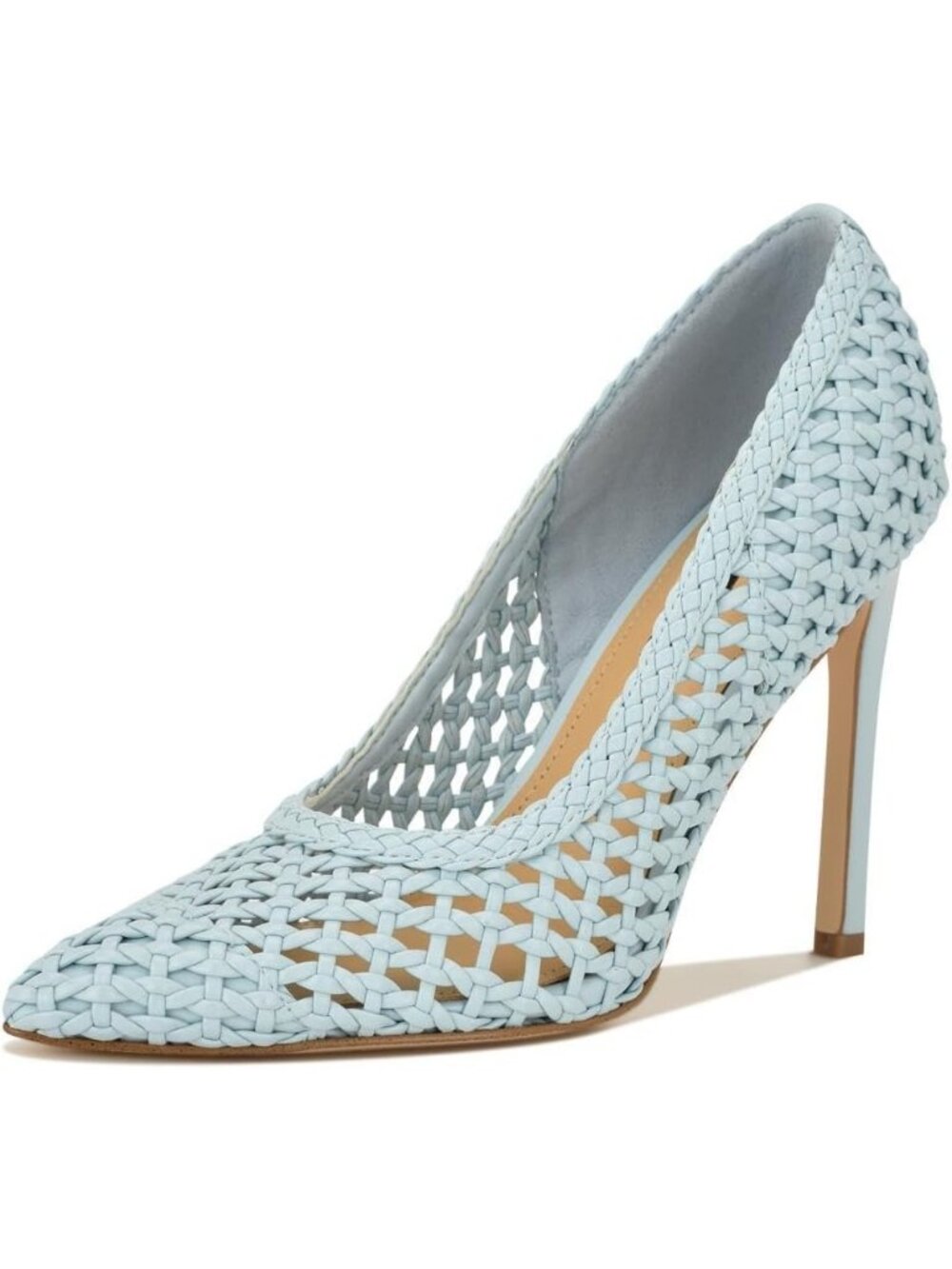Women's Light Blue Pointed Toe Footbed Tatiana Pump Casual Covered Heel Shoes